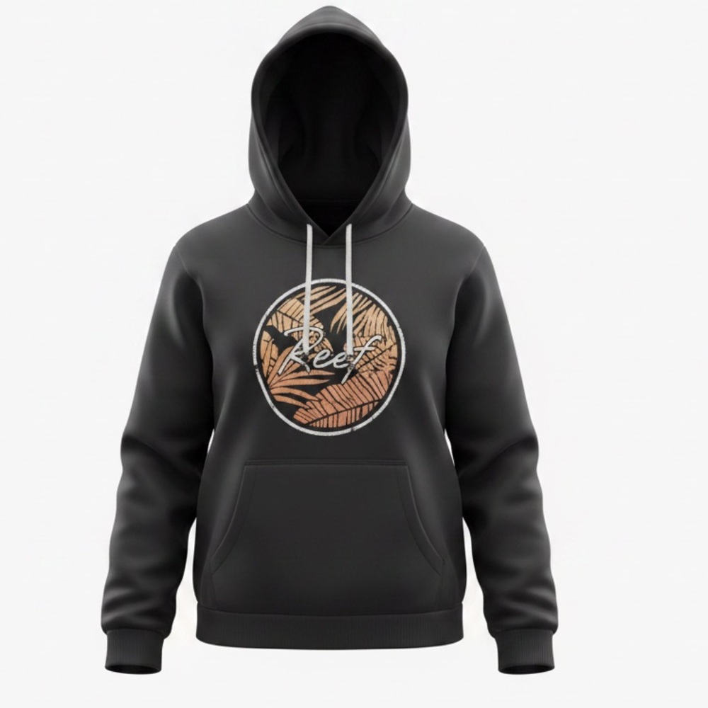 Reef | Women’s Black & Orange Hoodie with Graphic Design | M